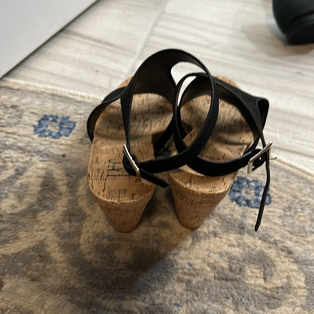 INC, international concepts, cork, wedge, black, high, back shoe - Picture 3 of 6
